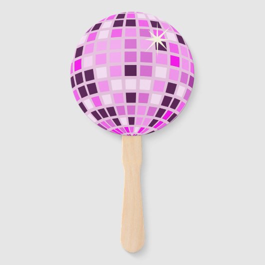Roze Lila Paarse Retro Moderne Disco Ball Handwaaier (Achterkant)
