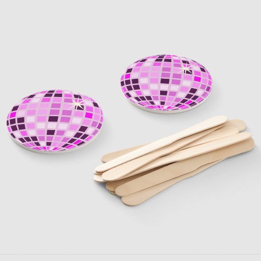 Roze Lila Paarse Retro Moderne Disco Ball Handwaaier (Niet-gemonteerd)