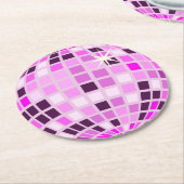 Roze Lila Paarse Retro Moderne Disco Ball Ronde Kartonnen Onderzetter (Gebogen)