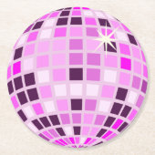 Roze Lila Paarse Retro Moderne Disco Ball Ronde Kartonnen Onderzetter (Voorkant)