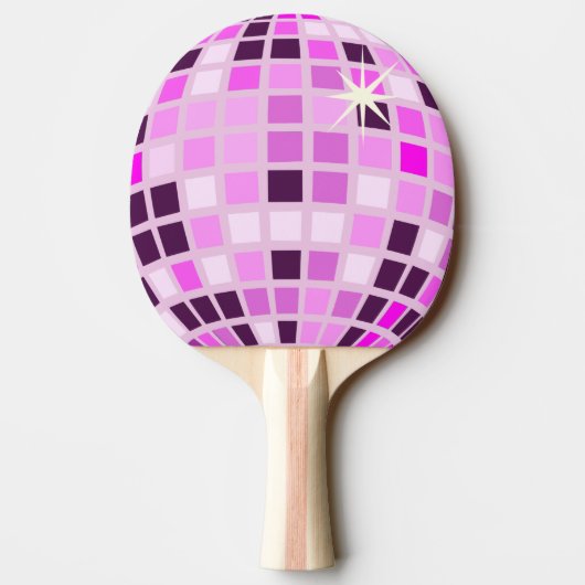 Roze Lila Paarse Retro Moderne Disco Ball Tafeltennisbatje (Achterkant)