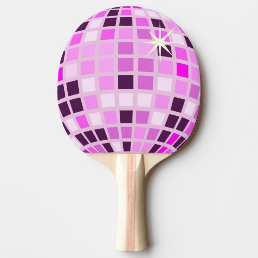 Roze Lila Paarse Retro Moderne Disco Ball Tafeltennisbatje (Voorkant)