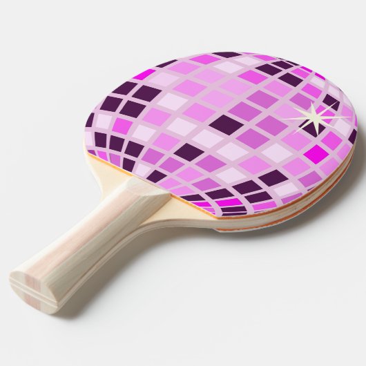 Roze Lila Paarse Retro Moderne Disco Ball Tafeltennisbatje (Voorkant Gekanteld)