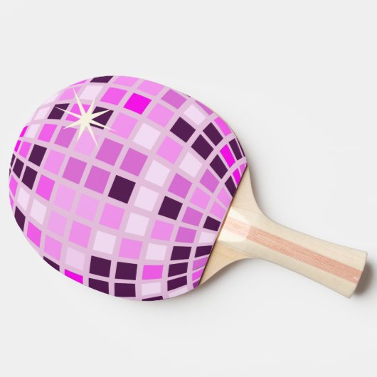 Roze Lila Paarse Retro Moderne Disco Ball Tafeltennisbatje (Zijkant)