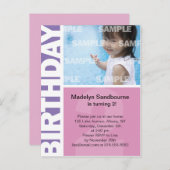 Roze Lila Panel 2e Verjaardag Briefkaart (Voorkant / Achterkant)