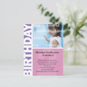 Roze Lila Panel 2e Verjaardag Briefkaart (Staand voorkant)