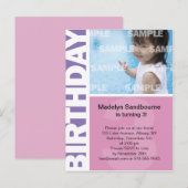 Roze Lila Panel 3e verjaardag Briefkaart (Voorkant / Achterkant)