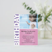 Roze Lila Panel 3e verjaardag Briefkaart (Staand voorkant)