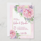 Roze lila pinda's florale elegant bruiloft kaart (Voorkant)