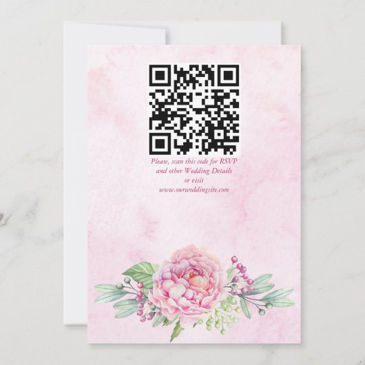 Roze lila pinda's florale elegant bruiloft kaart (Achterkant)