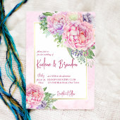 Roze lila pinda's florale elegant bruiloft kaart