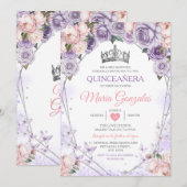 Roze Lila Quinceañera Kroon Mexicaanse Vlinder Kaart (Voorkant / Achterkant)