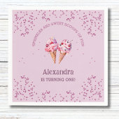 Roze Lila Schep Meisje Ijs 1e Verjaardagsfeest Servet