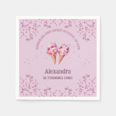 Roze Lila Schep Meisje Ijs 1e Verjaardagsfeest Servet (Voorkant)