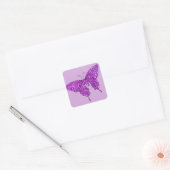 Roze Lila Sparkle Glitter Butterfly Girly Stuff Vierkante Sticker (Envelop)