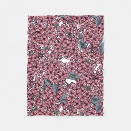 Roze Lila tuin Fleece Deken (Voorkant)