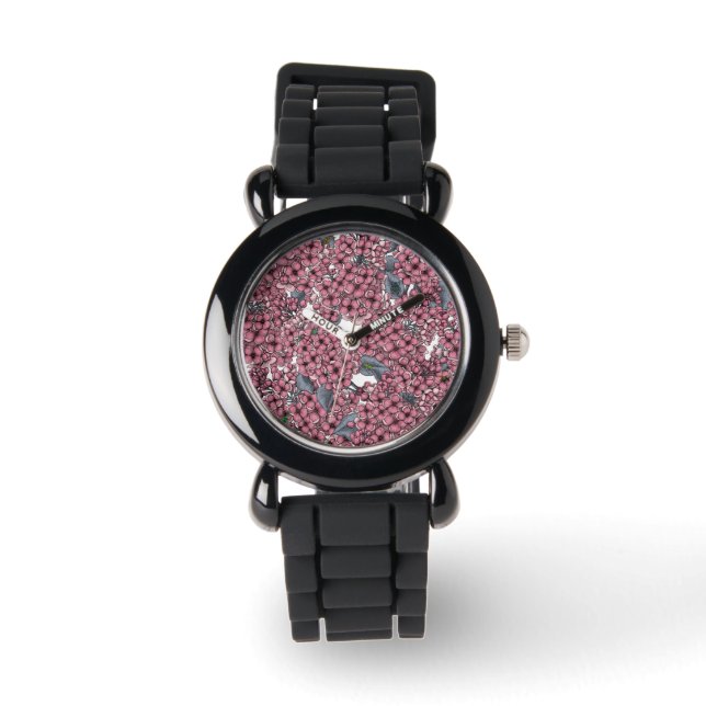 Roze Lila tuin Horloge (Voorkant)