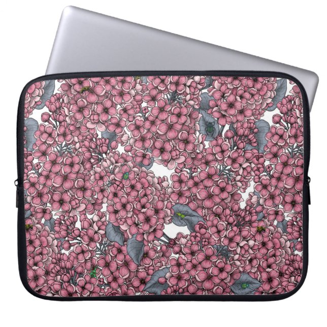 Roze Lila tuin Laptop Sleeve (Voorkant)