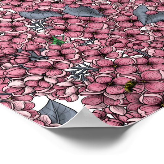 Roze Lila tuin Poster (Hoek)