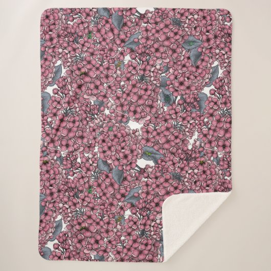 Roze Lila tuin Sherpa Deken (Voorkant)