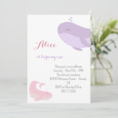 Roze Lila walvis Zee 1e verjaardag Kaart (Staand voorkant)