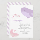 Roze Lila walvis Zee 1e verjaardag Kaart (Voorkant / Achterkant)