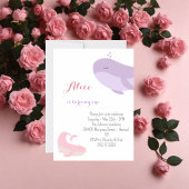 Roze Lila walvis Zee 1e verjaardag Kaart