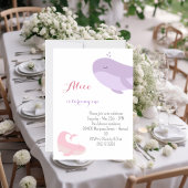 Roze Lila walvis Zee 1e verjaardag Kaart