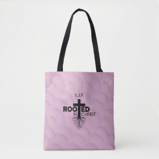 Roze Lila Wavy Bubbles geworteld in Christ Christe Tote Bag
