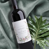 Roze Lila Wildbloem Wreath Weddenschap Bedankt Wijn Etiket