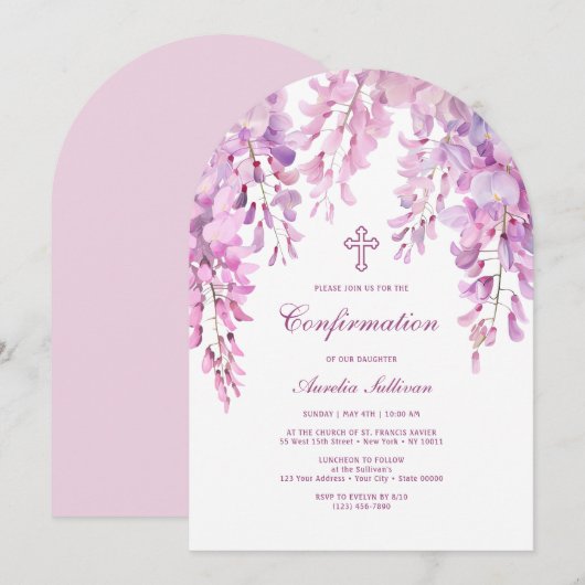 Roze Lila Wisteria-boogbevestiging Kaart (Voorkant / Achterkant)