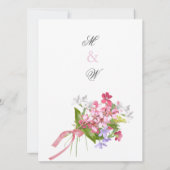 Roze lila witte bloemenboeket Trouw Kaart (Achterkant)