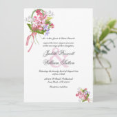 Roze lila witte bloemenboeket Trouw Kaart (Staand voorkant)