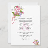 Roze lila witte bloemenboeket Trouw Kaart (Voorkant)