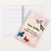 Roze Lilac Droomkleurig Gescheurde Vlinder Spiraal Notitieboek (Binnen)