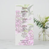Roze Lilacs en bladeren Bruiloft Menu (Staand voorkant)