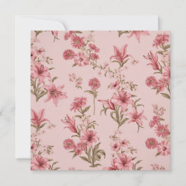 Roze  Lillies Floral Cottagecore Kaart