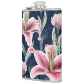 Roze Lilly Bloem Naadloos Patroon. Heupfles (Links)