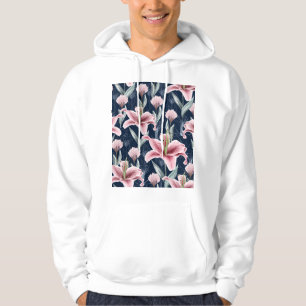 Roze Lilly Bloem Naadloos Patroon. Hoodie