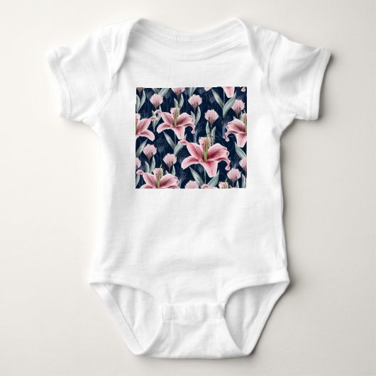 Roze Lilly Bloem Naadloos Patroon. Romper (Voorkant)