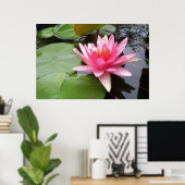 Roze Lilly in Pond Poster (Thuiskantoor)