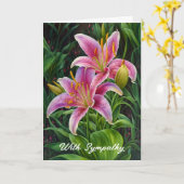 Roze Lily Bloemen Kunst Sympathie Kaart (Gele Bloem)