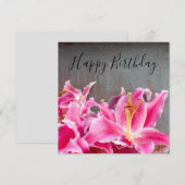 Roze Lily-bloemen op bijtende achtergrond Birthday (Voorkant / Achterkant)