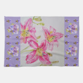 Roze Lily Bloemroze Waterverf Bloembloem Te Theedoek (Horizontaal)