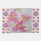 Roze Lily Bloemroze Waterverf Bloembloem Te Theedoek (Horizontaal)