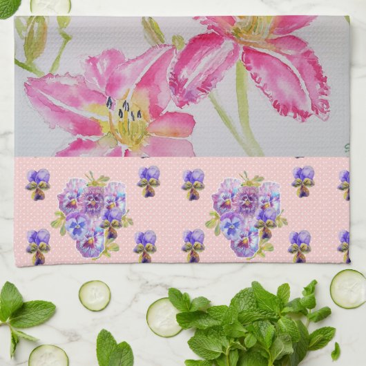 Roze Lily Bloemroze Waterverf Bloembloem Te Theedoek (Gevouwen)