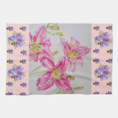 Roze Lily Bloemroze Waterverf Bloembloem Te Theedoek (Horizontaal)