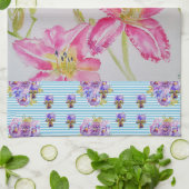 Roze Lily Bloemroze Waterverf Bloembloem Theedoek (Gevouwen)