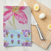 Roze Lily Bloemroze Waterverf Bloembloem Theedoek (Quarter Fold)