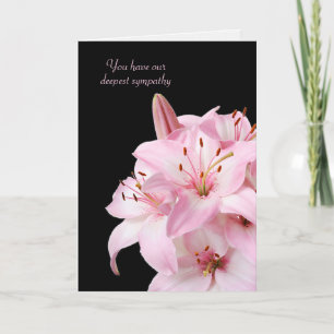 Roze Lily Bouquet op zwarte sympathiekaart Kaart